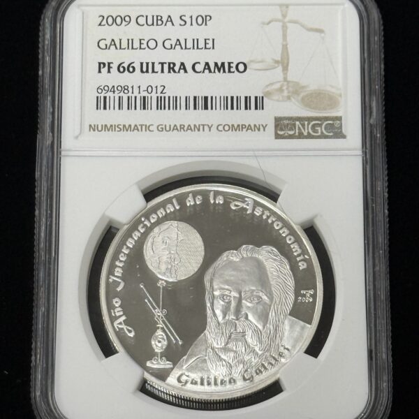 2009 Cuba 10 Pesos Galileo NGC PF66 UC