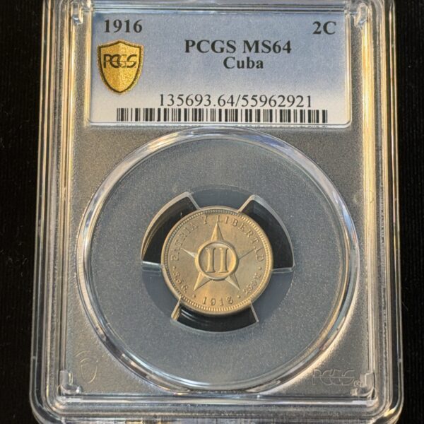1916 Cuba 2 Centavos MS64 PCGS