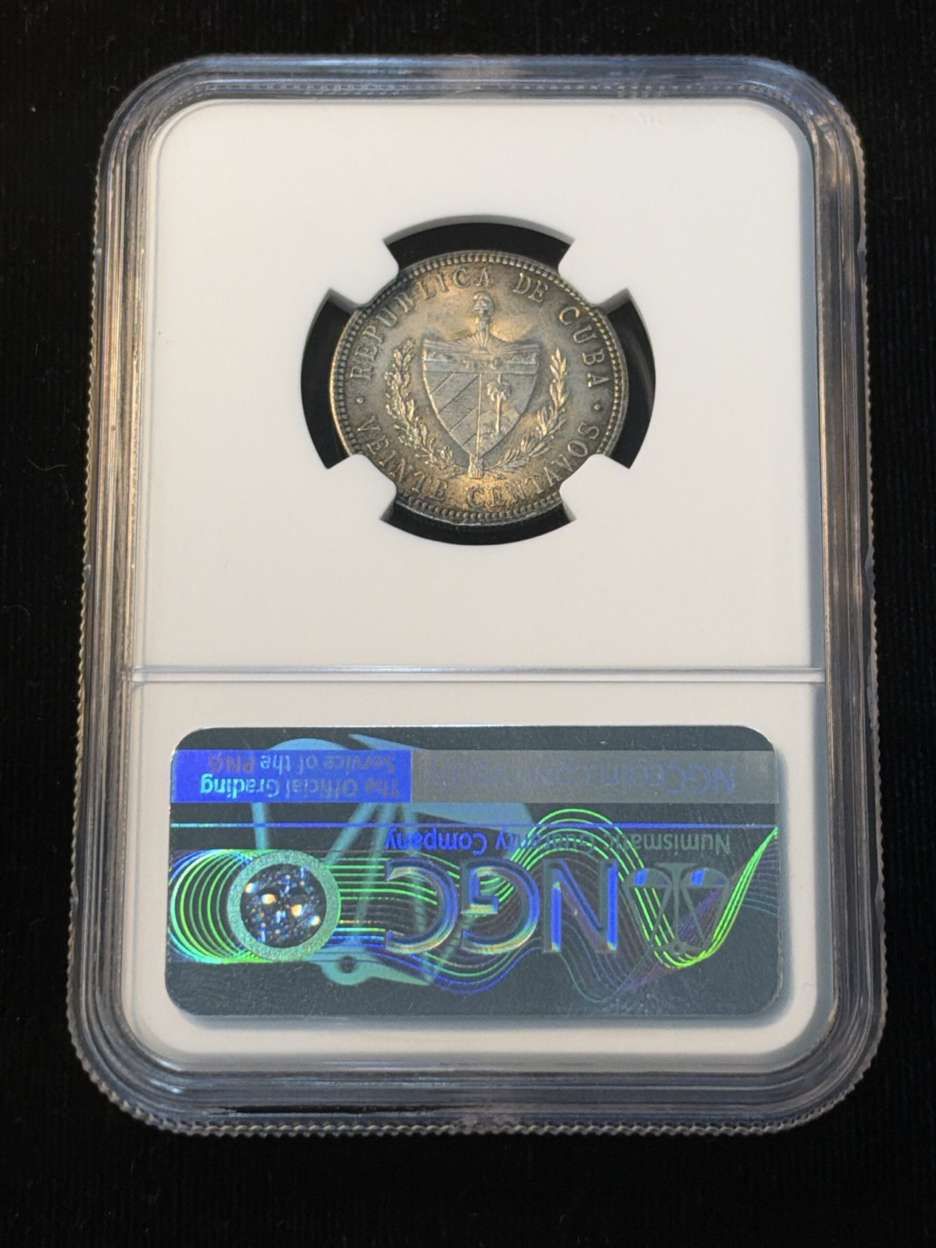 1915 Cuba 20 Centavos High Relief Fine Reeding MS63 NGC - Image 2
