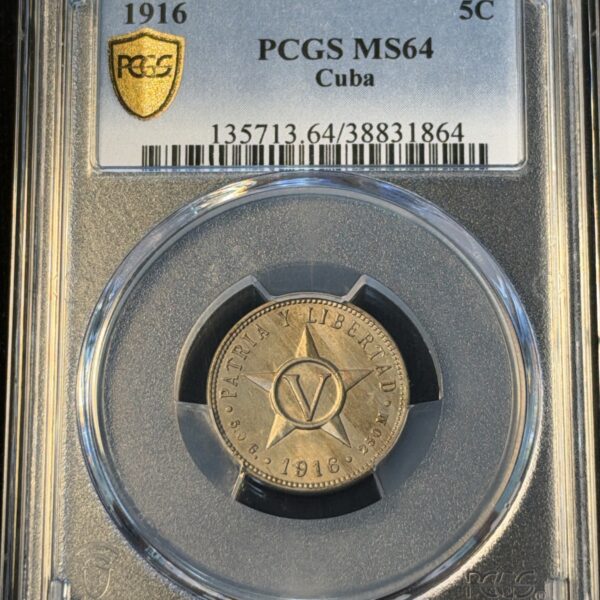 1916 Cuba 5 Centavos MS64 PCGS