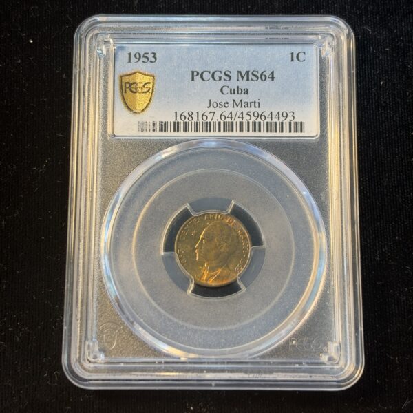 1953 Cuba 1 Centavo Toned MS64 PCGS