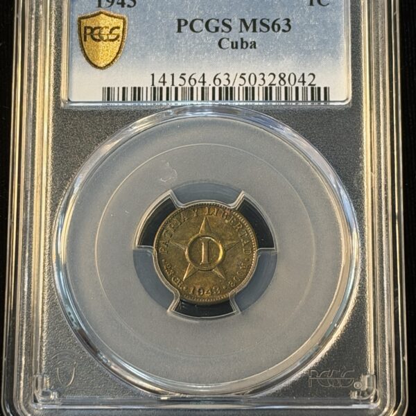 1943 Cuba 1 Centavo Toned MS63 PCGS