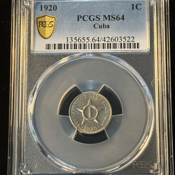 1920 Cuba 1 Centavo MS64 PCGS