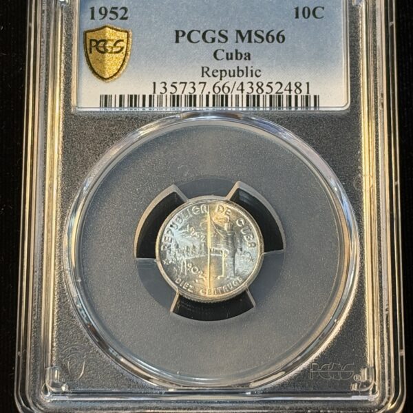 1952 Cuba 10 Centavos MS66 PCGS