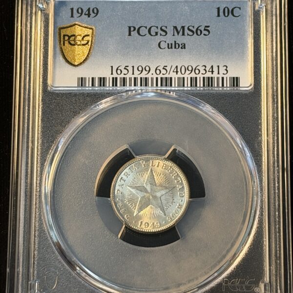1949 Cuba 10 Centavos MS65 PCGS