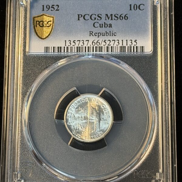 1952 Cuba 10 Centavos MS66 PCGS