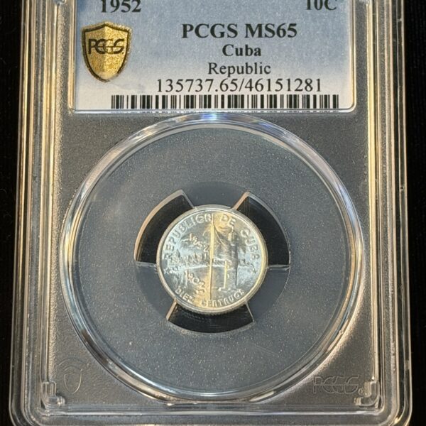 1952 Cuba 10 Centavos MS65 PCGS