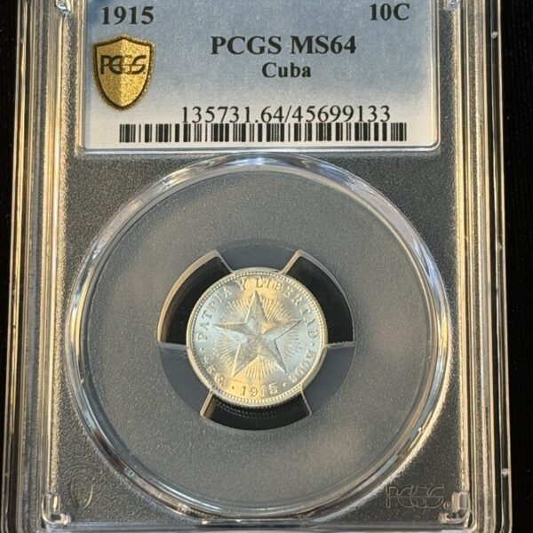 1915 Cuba 10 Centavos MS64 PCGS