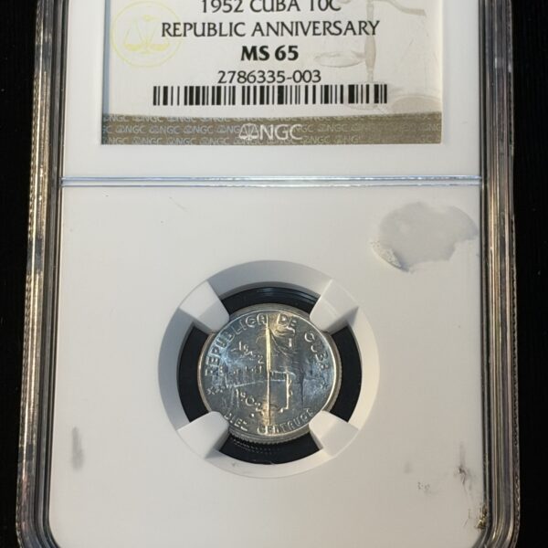 1952 Cuba 10 Centavos Republic Anniversary MS65 NGC
