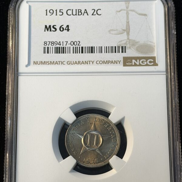 1915 Cuba 2 Centavos MS64 NGC