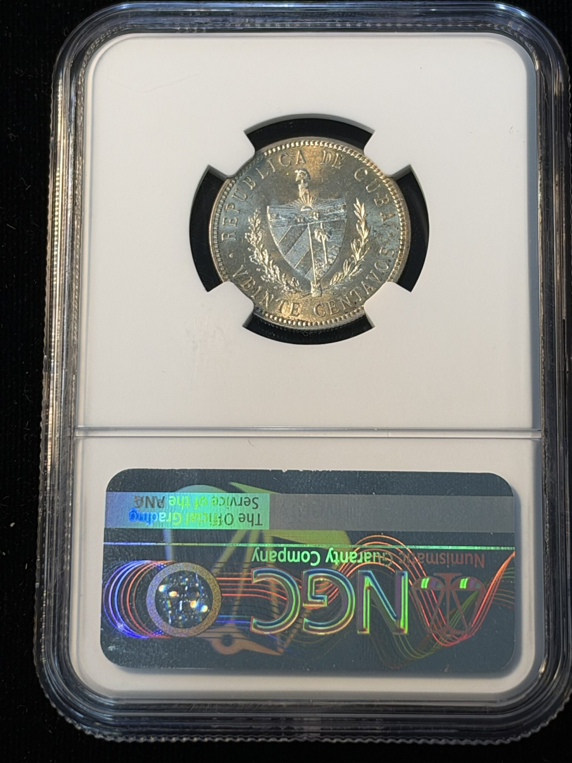 1915 Cuba 20 Centavos High Relief Fine Reeding MS62 NGC - Image 2