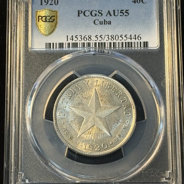 1920 Cuba 40 Centavos AU55 PCGS