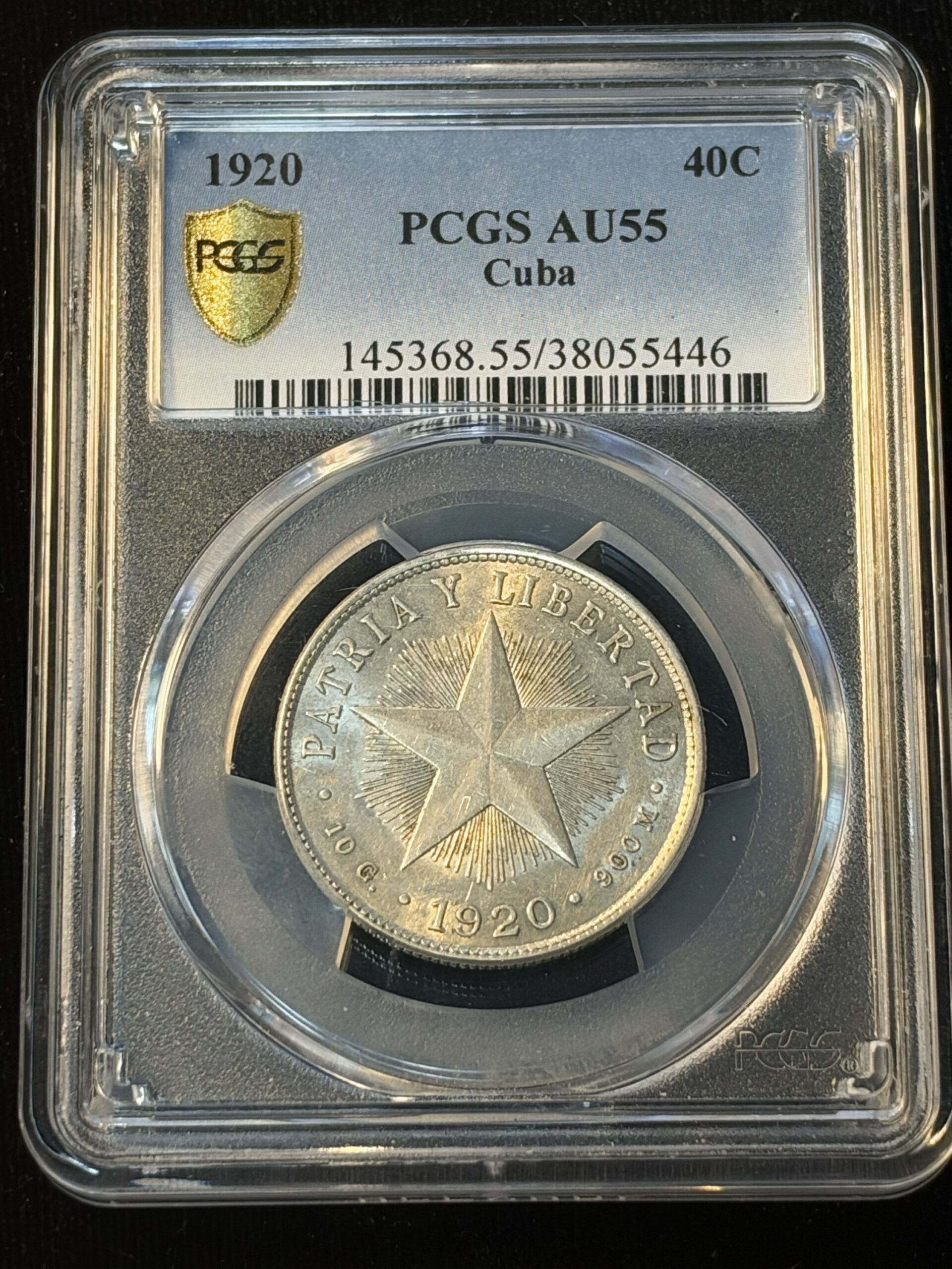 1920 Cuba 40 Centavos AU55 PCGS