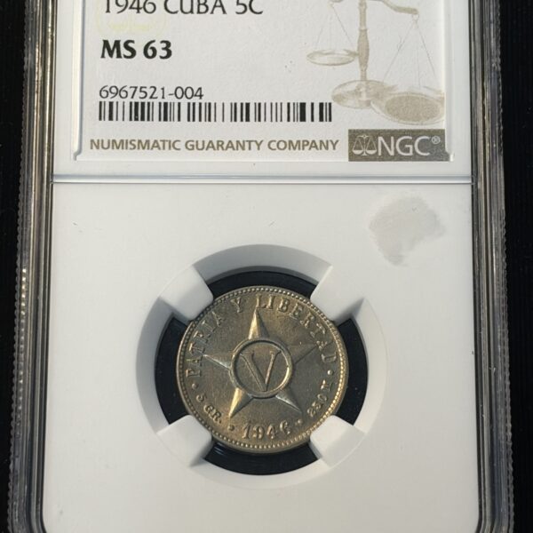 1946 Cuba 5 Centavos MS63 NGC