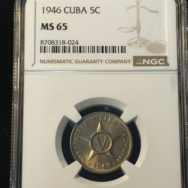 1946 Cuba 5 Centavos MS65 NGC