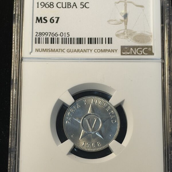1968 Cuba 5 Centavos MS67 NGC