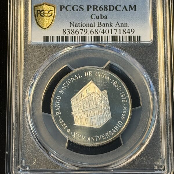 1975 Cuba 5 Pesos National Bank Anniversary PR68DCAM PCGS