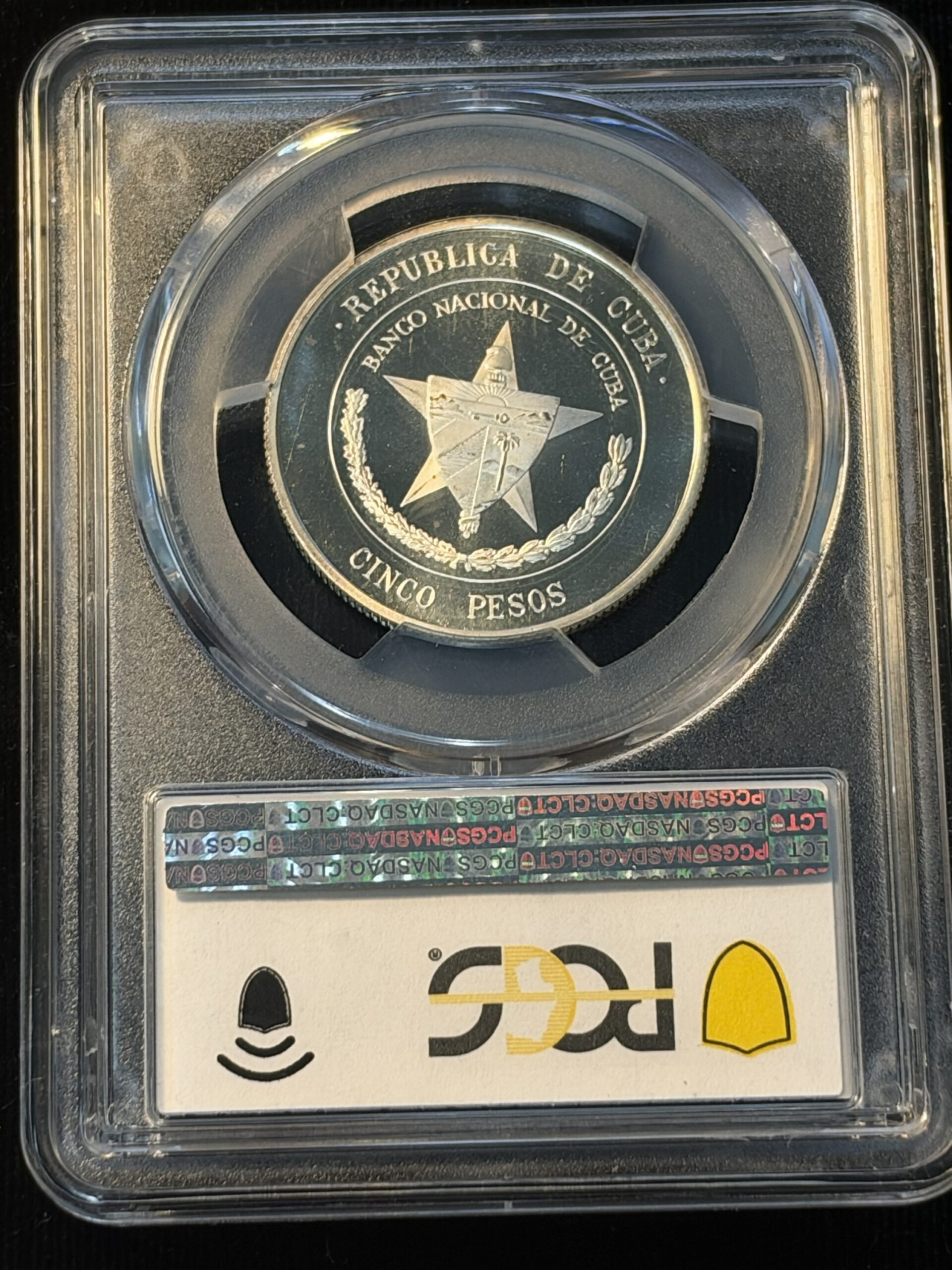 1975 Cuba 5 Pesos National Bank Anniversary PR68DCAM PCGS - Image 2