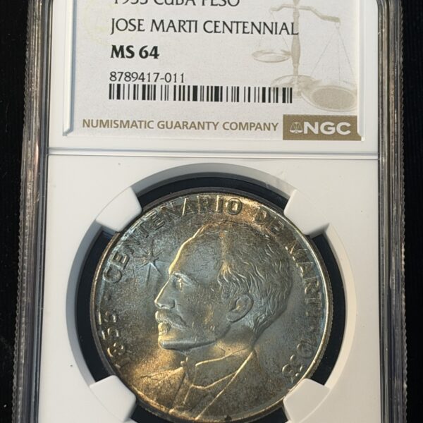 1953 Cuba Peso Jose Marti Centennial MS64 NGC