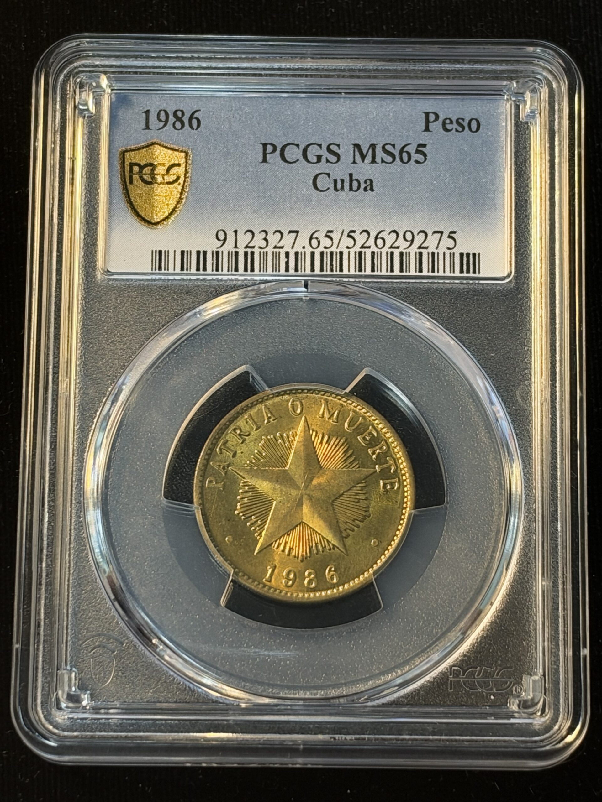 1986 Cuba Brass Peso MS65 PCGS