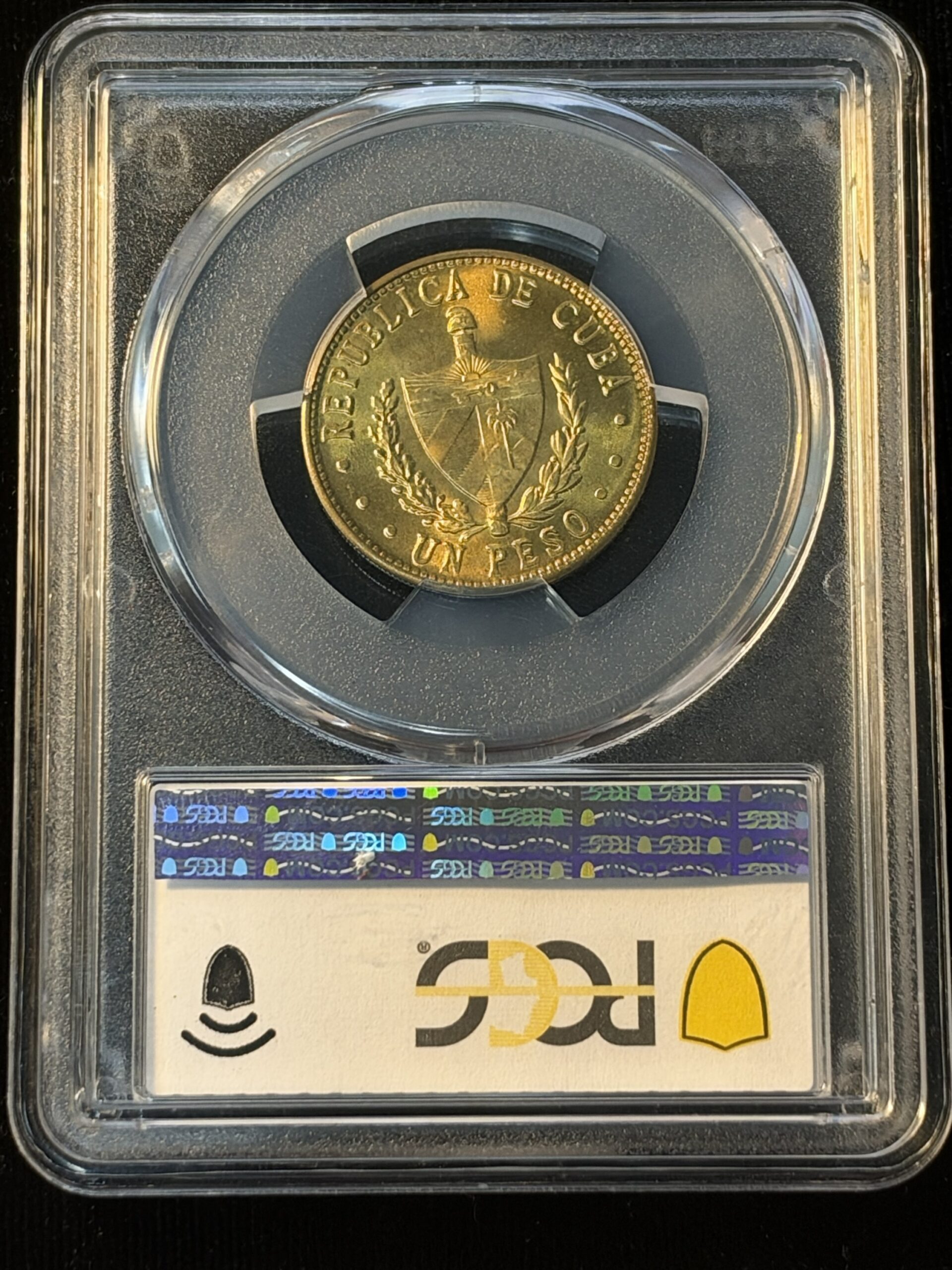 1986 Cuba Brass Peso MS65 PCGS - Image 2