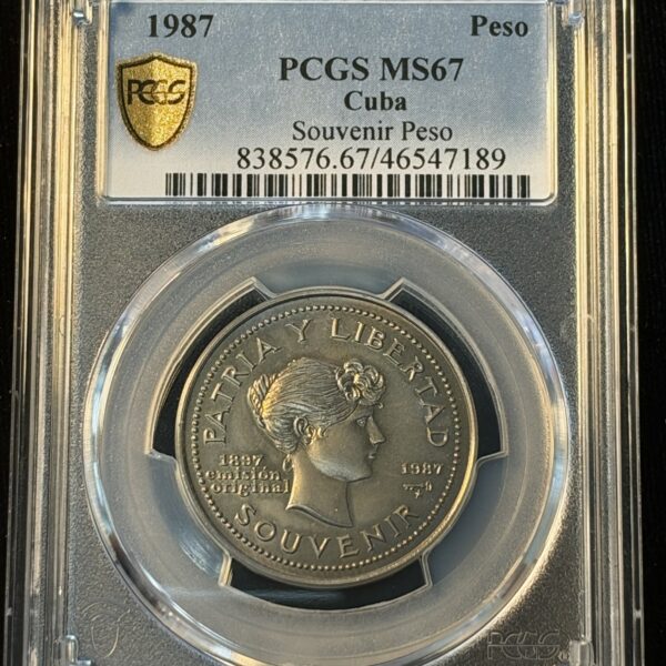 1987 Cuba Peso Souvenir Peso MS67 PCGS