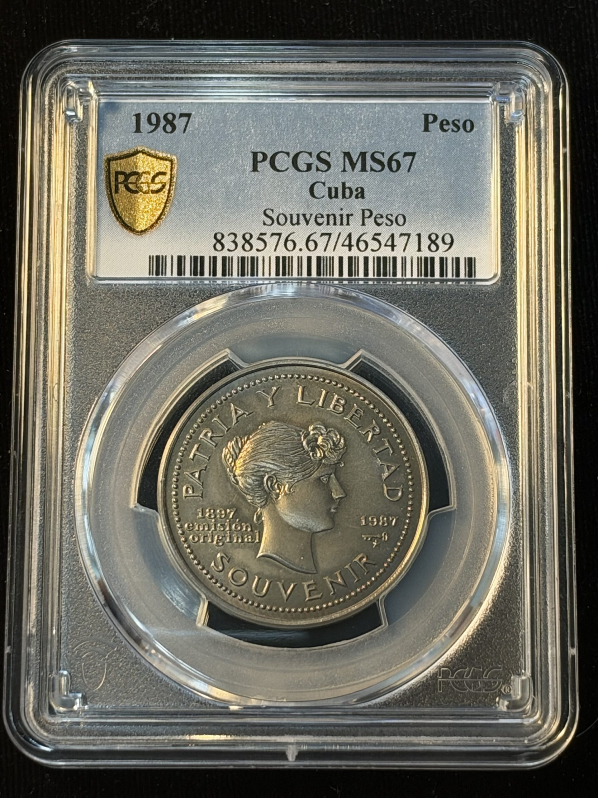 1987 Cuba Peso Souvenir Peso MS67 PCGS