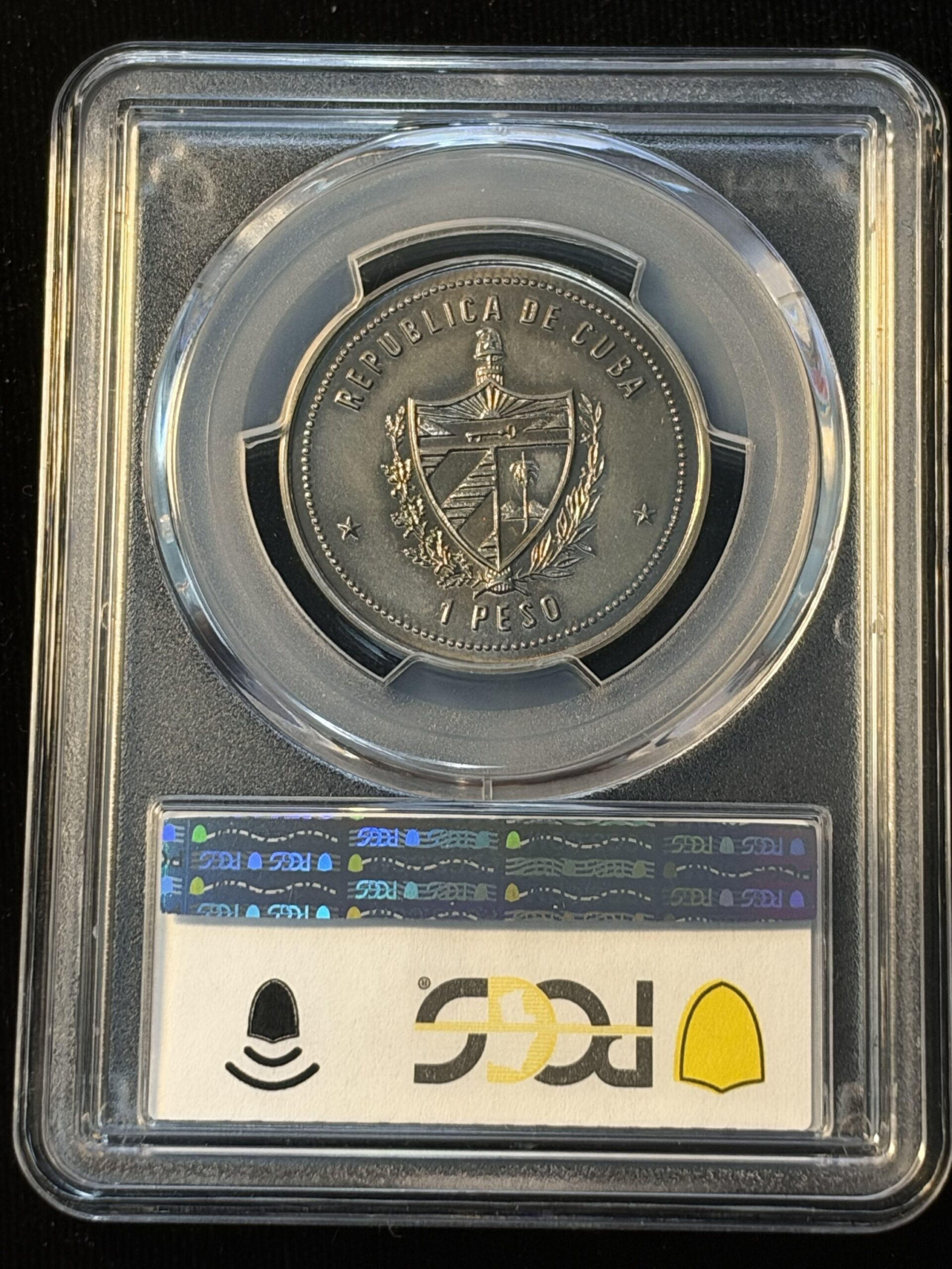 1987 Cuba Peso Souvenir Peso MS67 PCGS - Image 2