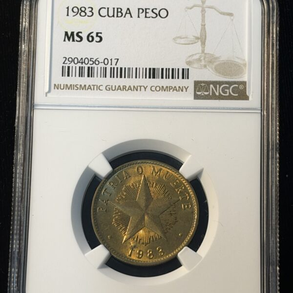 1983 Cuba Brass Peso MS65 NGC