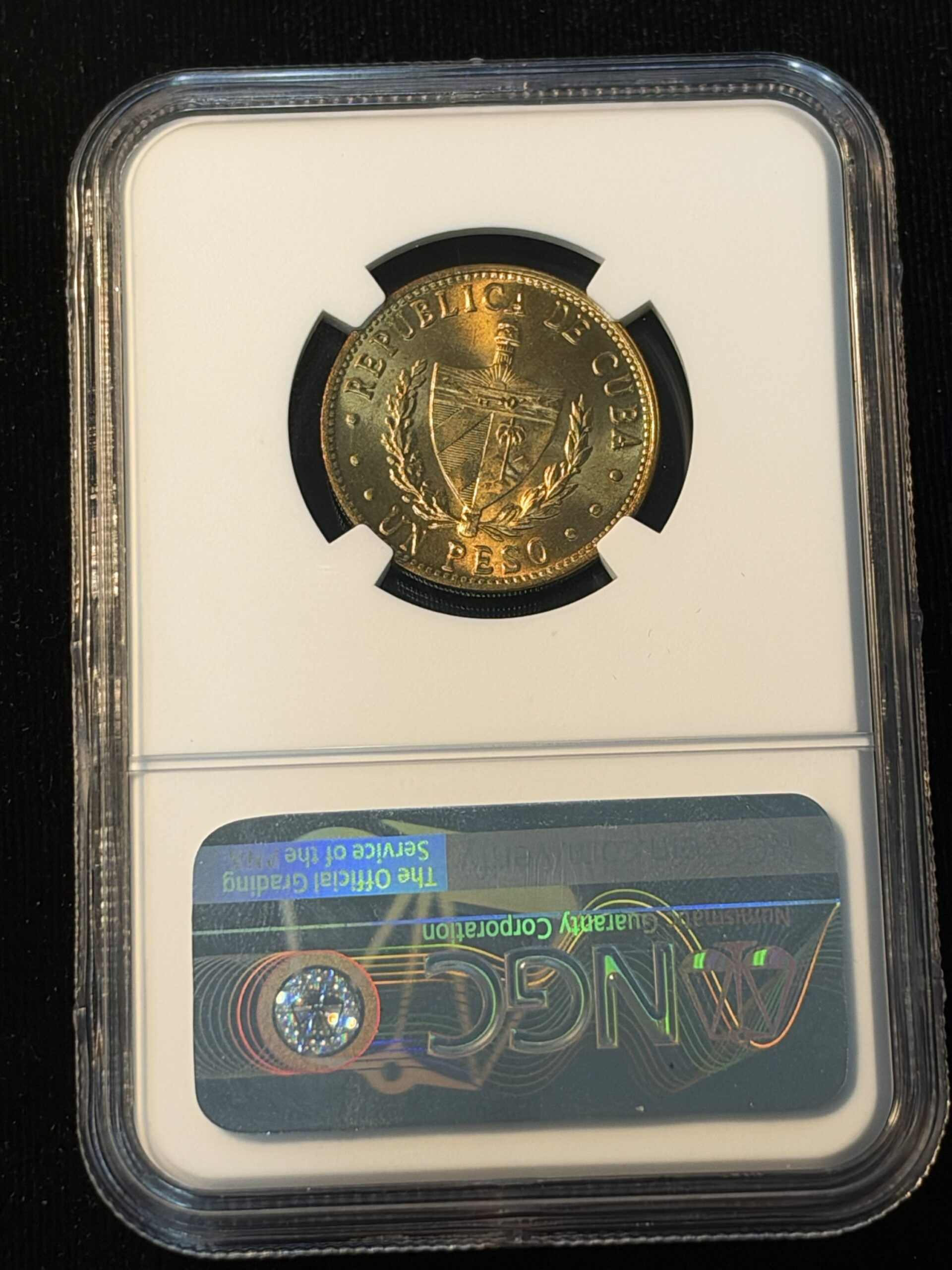 1987 Cuba Brass Peso MS66 NGC - Image 2