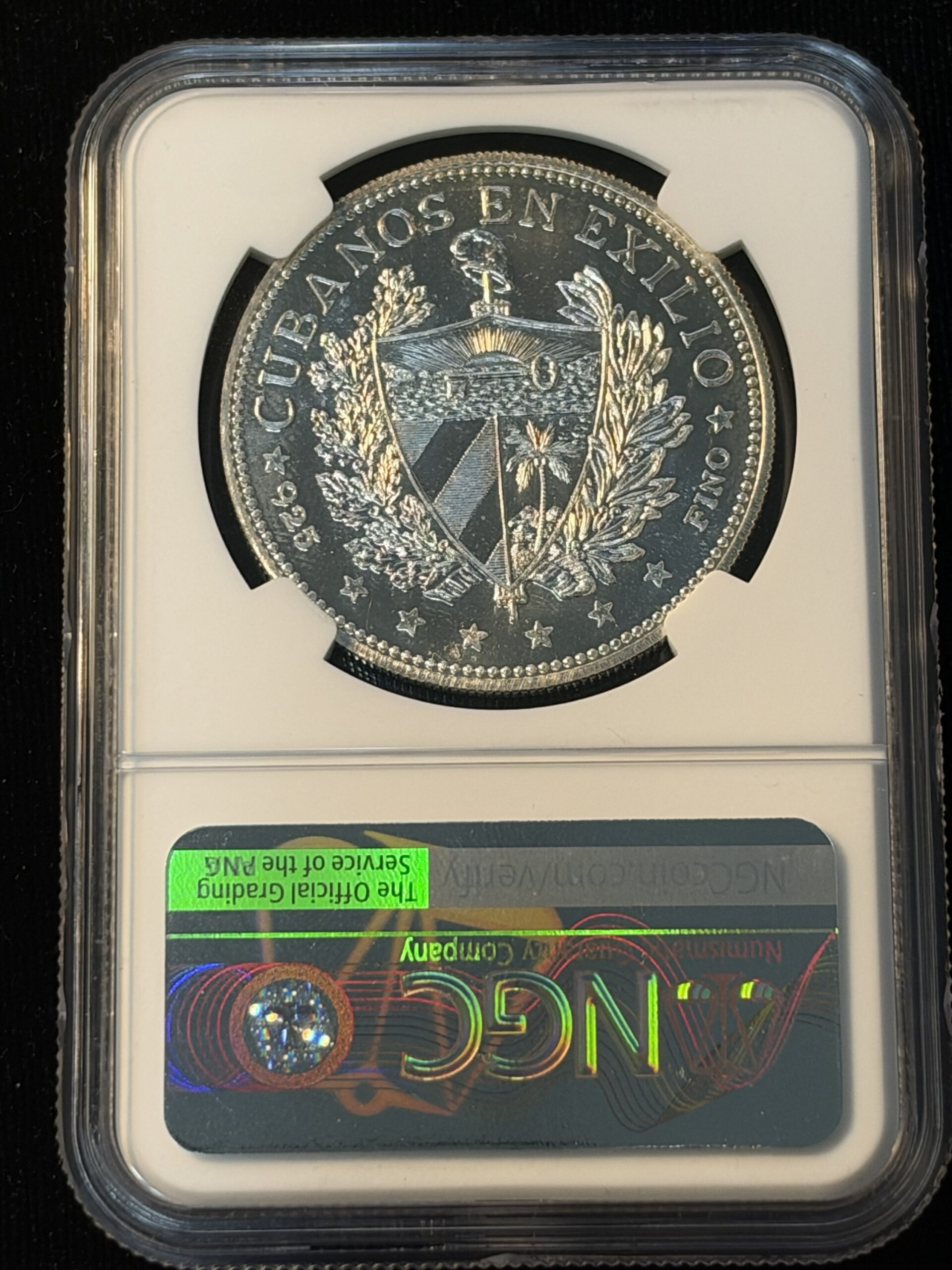 1965 Cuba Peso Silver Exile Issue Reeded Edge PF67 Ultra Cameo NGC - Image 2