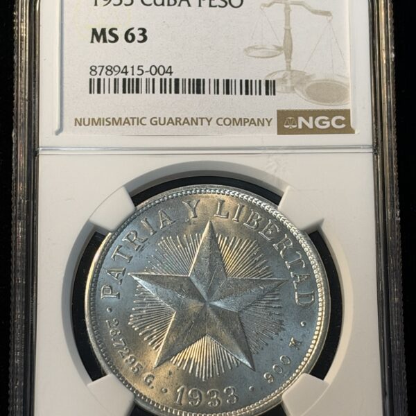 1933 Cuba Star Peso MS63 NGC