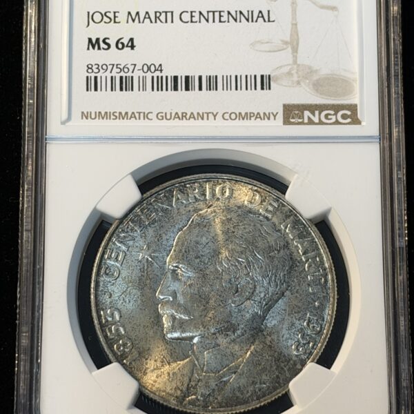 1953 Cuba Peso Jose Marti Centennial MS64 NGC