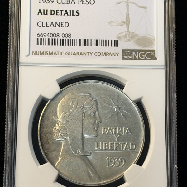 1939 Cuba Peso AU Details Cleaned NGC