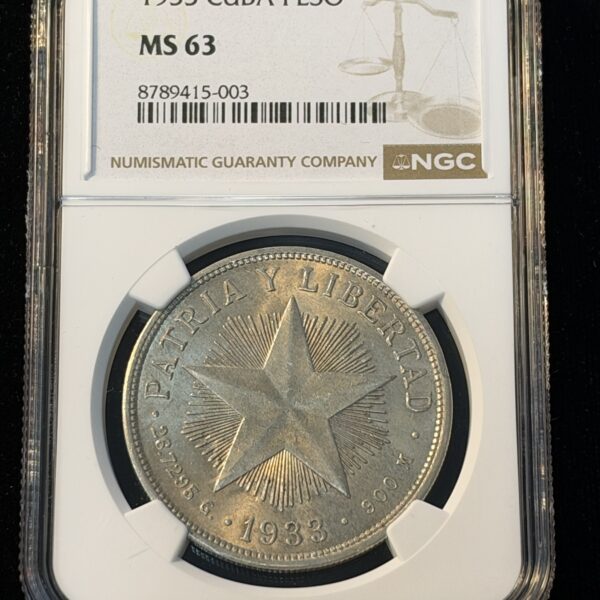 1933 Cuba Star Peso MS63 NGC