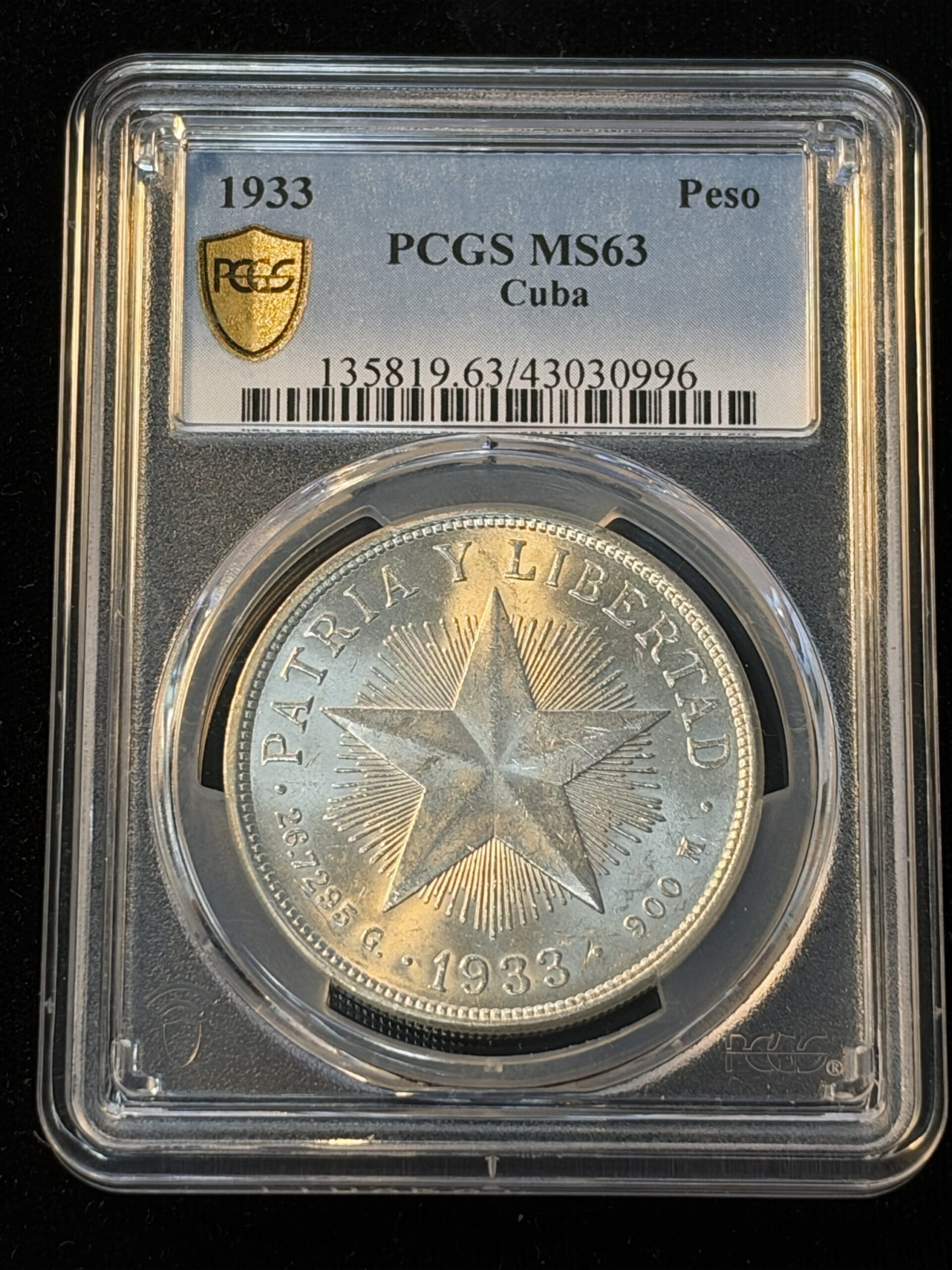 1933 Cuba Star Peso MS63 PCGS